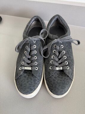 J/Slides NYC Gray Suede Leopard Print Platform Sneakers Women's Size 10